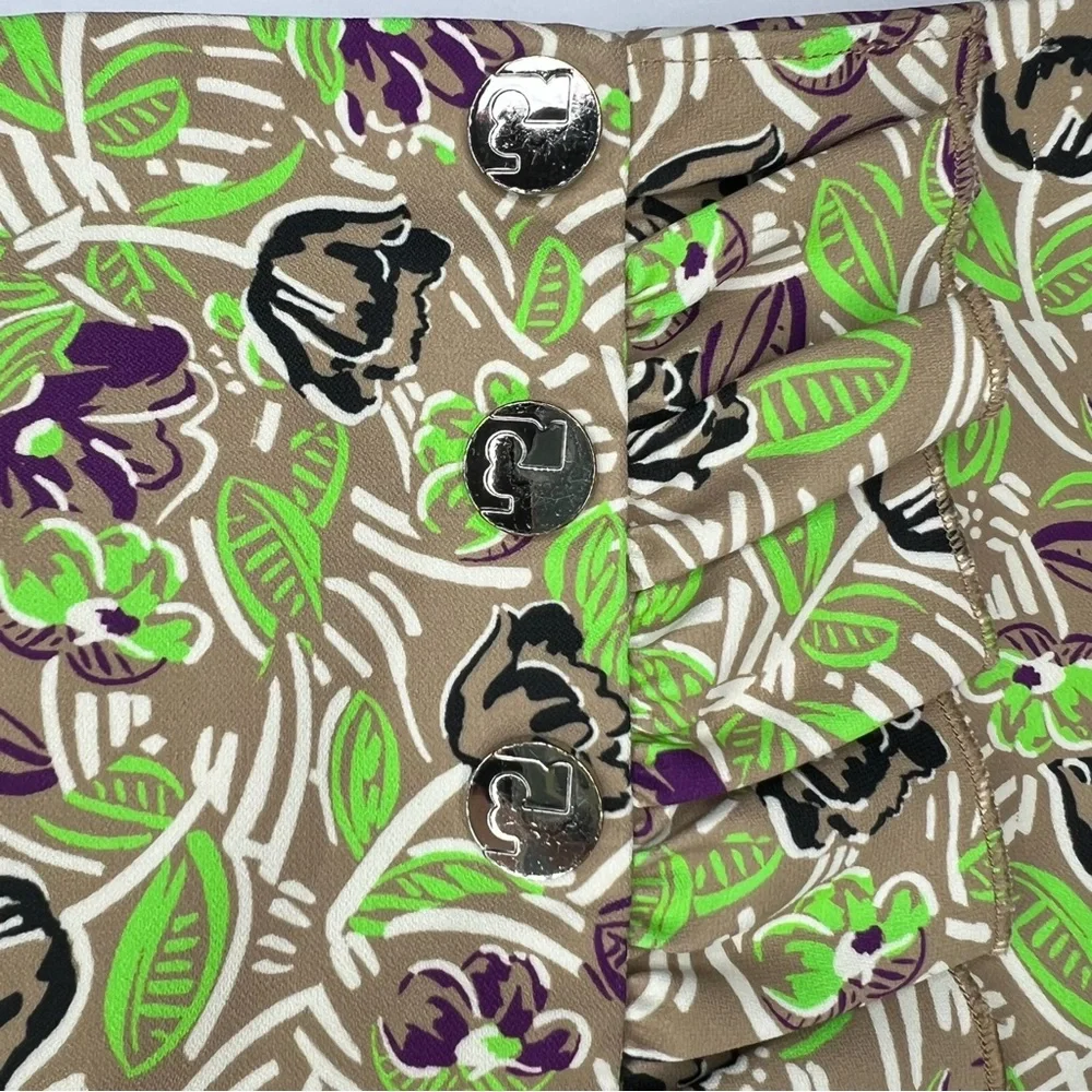 Tory Burch Performance Golf Skirt Floral Ruffle Snap Built In Shorts size 12